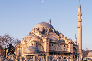 Fototapeta premium Istanbul, Turkey - Jan 15, 2020: Suleymaniye Mosque, UNESCO World Heritage Site, Eminonuand Bazaar District, Istanbul, Turkey, Europe