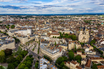 Beautiful aerial townscape scenery of Dijon city in Burgundy, France - obrazy, fototapety, plakaty