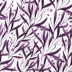 Seamless floral pattern purple and white, pen pattern