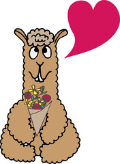 cute doodle alpaca for greeting cards, prints, kids illustrations and thematic designs