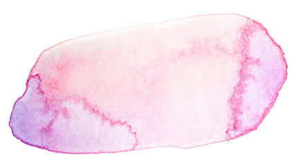 Grunge pink watercolor element. Drawn on paper on a white background isolated.