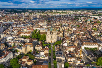 Beautiful aerial townscape view of Dijon city of France - obrazy, fototapety, plakaty