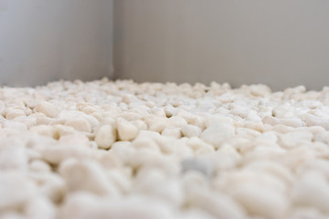 zen floor decorated with small white stones