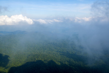 landscape, Sky and clouds beautiful The view out of an airplane in the morning thailand appropriate the background , idea copy space