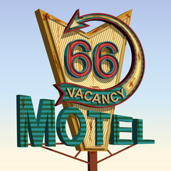 Motel old signage,vintage metal sign.