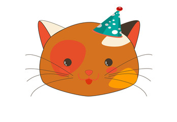 Cute Callico Kitten Blep Face with Blue Hat