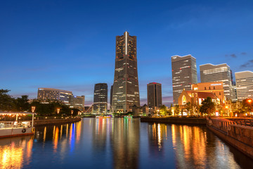 Obraz premium Yokohama city of Japan at night ,Skyline with twilight city concept