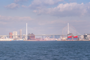 Fototapeta premium Aerial view of traffic on highway road in Osaka, Japan