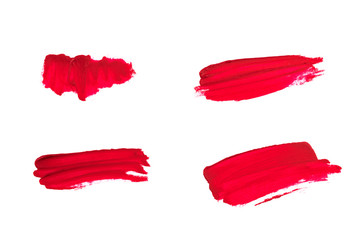 Fototapeta premium Set of Lipstick smear smudge swatch isolated on white background - Image