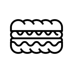 Sandwich vector, fast food related line design icon