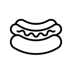 Hotdog vector, fast food related line design icon