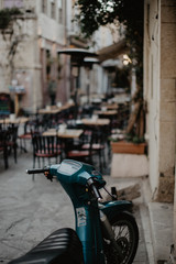 scooter motorbike in old town of Rethimno Crete Greece 