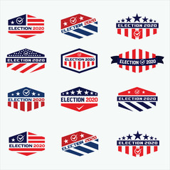 Big Set Of 2020 United States of America presidential election logo.  Election Day Logo 2020 Vector Stock