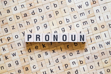 Pronoun word concept on cubes