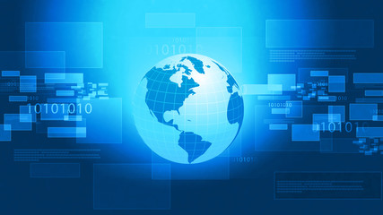 Abstract technology background with world. 3d illustration