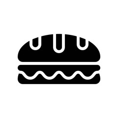 Sandwich vector, fast food related solid design icon