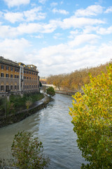 Rome's Tiber River in black and white