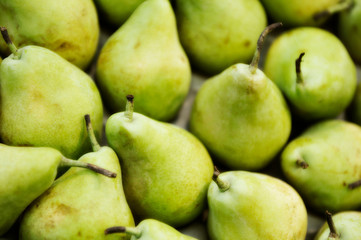 green pear in a farmers market