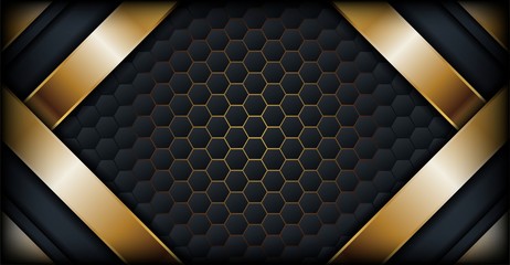 luxurious abstract hexagon background with gold line