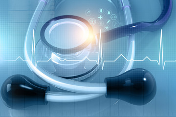 Stethoscope on medical background. 3d illustration.