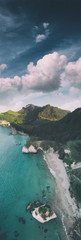 Aerial view of Cathedral Cove at sunset, Coromandel Peninsula, New Zealand