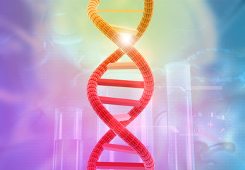 DNA on scientific background. 3d illustration..