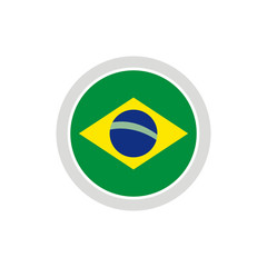 Isolated round shape Brazil flag vector logo. Brazilian national symbol on the white background.