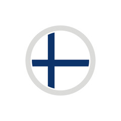 Isolated round shape Finland flag vector logo. Finland national symbol on the white background.