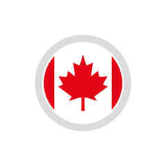 Isolated round shape Canada flag vector logo. Canadian national symbol on the white background.
