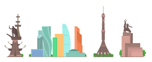 Obraz premium Moscow sights vector illustration set