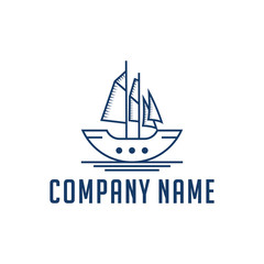 Vintage ship logo. Silhouette of Ship vector design. Traditional Sailboat