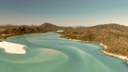 Amazing aerial view of Tropical Beach with forest and mountains