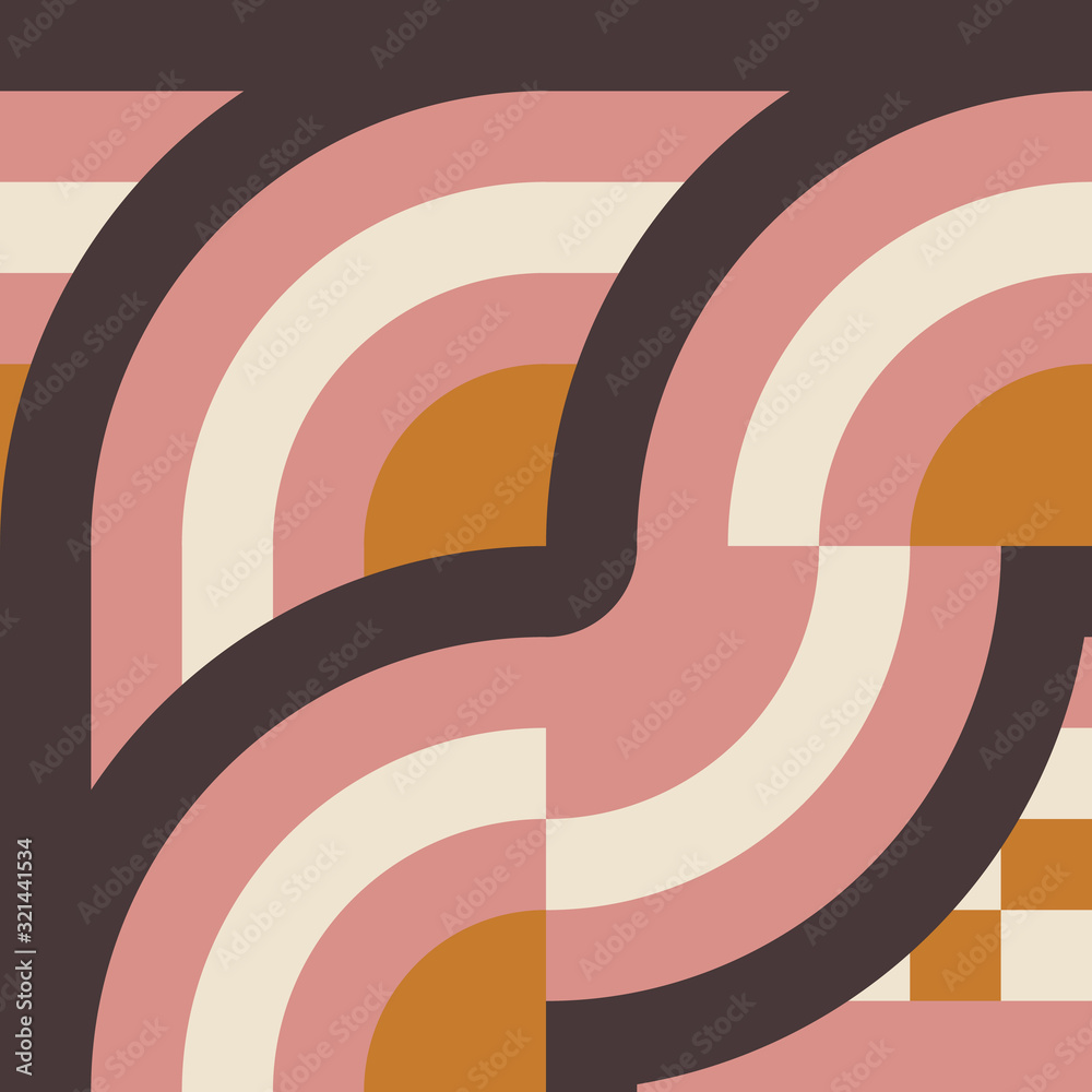 Aufkleber Geometric vector seamless pattern with circle and square shapes in pastel colors. Modern mosaic background in retro style.
