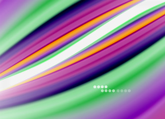 Wave lines abstract background, smooth silk design with rainbow style colors. Liquid fluid color waves. Vector Illustration