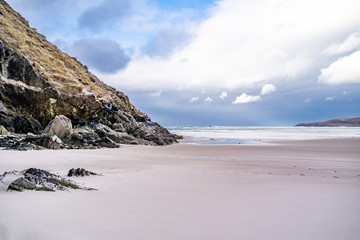 Fototapeta na wymiar The beach and caves at Maghera Beach near Ardara, County Donegal - Ireland.