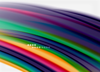 Wave lines abstract background, smooth silk design with rainbow style colors. Liquid fluid color waves. Vector Illustration