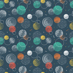 Hand drawn doodle circles seamless pattern, abstract repeat background, great for textiles, banners, wallpapers, wrapping - vector design