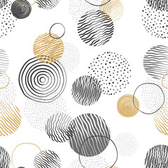 Handgezeichnete Doodle Kreise nahtlose Muster, abstrakter Wiederholungshintergrund, ideal für Textilien, Banner, Tapeten, Verpackung - Vektordesign