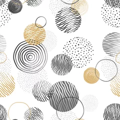 Deurstickers Goud geometrisch abstract Hand getrokken doodle cirkels naadloze patroon, abstracte herhalen achtergrond, geweldig voor textiel, banners, wallpapers, inwikkeling - vector design