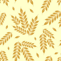 Ears of wheat seamless pattern; whole grain, organic, design for bakery package, bread products, web design.