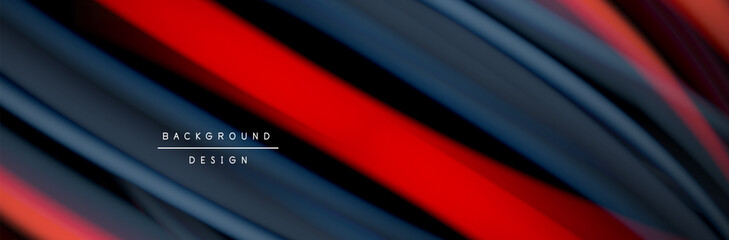 Сolorful flow poster. Wave liquid lines and shapes in black color background. Vector Illustration