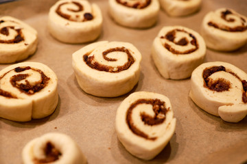 cinnamon roll dough and breads with raisins