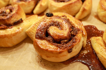 cinnamon roll dough and breads with raisins