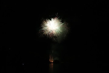 Fototapeta premium Wide shot of fireworks in the skies on New Year's eve