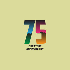 75 Years Greatest Anniversary Celebration Vector Template Design Illustration