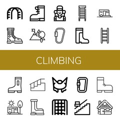 climbing simple icons set