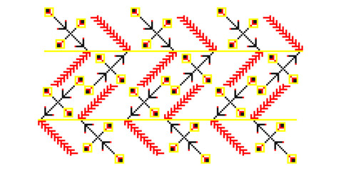 Traditional Romanian folk art knitted embroidery pattern; sewing pattern