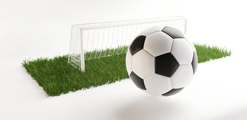 soccer field ball and goal 3d-illustration