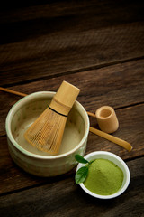 Obraz na płótnie Canvas Organic Green Matcha Tea in a Bowl