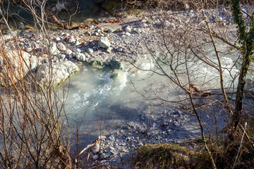 Small mountain river on a winter day (Greece, Peloponnese).